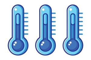 Three different temperature readings on a thermometer. vector