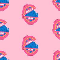 Chewing gum tape in packaging seamless pattern. 80s, 90s, retro style, nostalgic elements. background in vintage style on pink background. vector