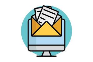 Newsletter icon. colored outline icon style. icon related to digital marketing. business elements illustration vector