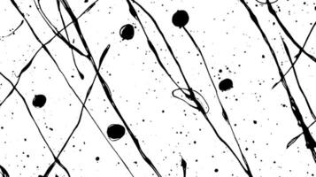 An abstract black and white pattern featuring splatters, lines, and circles, creating a dynamic and artistic design. vector