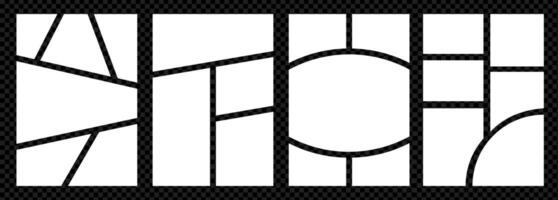 Set of Grid template for photo collage. mood board. Page with frames. Simple layout mosiac with roundes on transparent bg. vector
