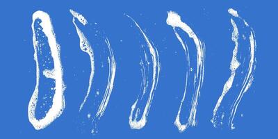 Soap texture foam with grunge stain set. Blue background wash and sponge water overlay. Shampoo spots bubble soapy clean cream drops. vector