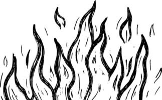 A hand-drawn illustration of flames with varying heights and shapes, showcasing a dynamic and energetic fire design. vector