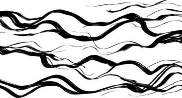 A series of dynamic, flowing black lines on a white background, creating a sense of movement and rhythm. The lines vary in thickness and curvature, resembling abstract waves or brush strokes. vector