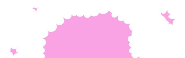 Clouds arch wide border. Painted white clouds on pink background. Simple illustration vector