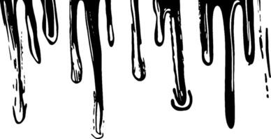 A graphic illustration of black paint or liquid dripping downwards, creating a textured effect. The drips vary in thickness and length, adding a dynamic visual element. vector