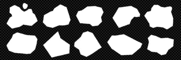 Kit of edge and torn paper. Jagged abstrac and rectangle shapes, Rough pieces on transparent background. elements collection. vector