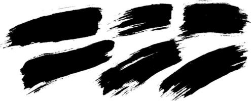 A collection of black paint strokes on a white background, showcasing various brush techniques and textures. Ideal for artistic designs or backgrounds. vector