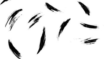 A collection of abstract black brush strokes on a white background, showcasing various sizes and angles, ideal for artistic designs or backgrounds. vector