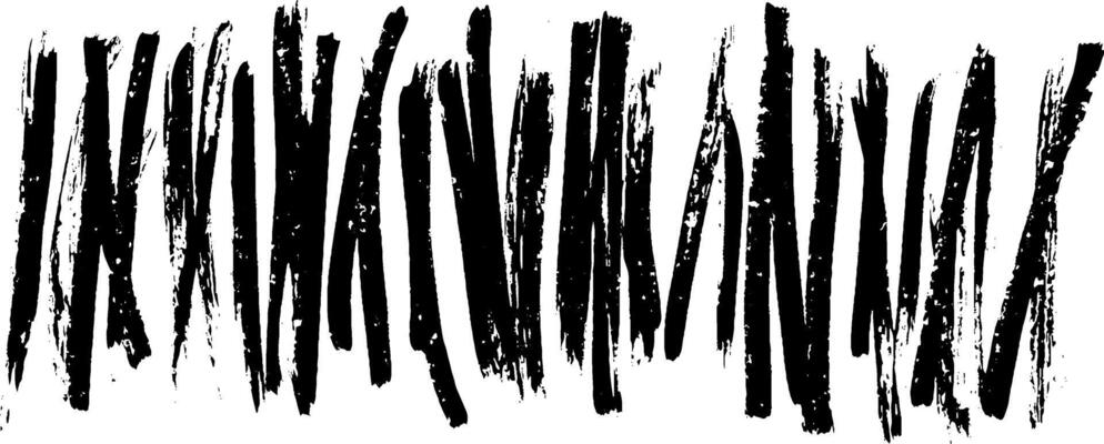 A series of bold, abstract black brush strokes arranged in a horizontal line, creating a dynamic and textured visual effect.