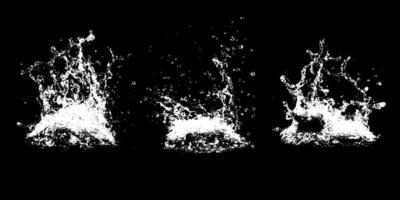 Dramatic water splash showcasing dynamic movement and intricate patterns against a stark black background vector