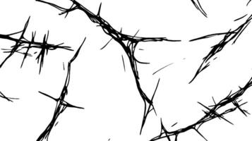 A monochrome abstract illustration featuring jagged, thorn-like lines against a white background, creating a sense of tension and complexity. vector