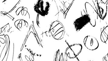 A collection of abstract black scribbles and shapes on a white background, showcasing various artistic styles and forms. vector