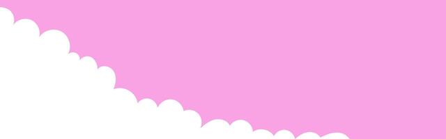 Clouds corner wide bordering. Painted white clouds on pink background. Simple illustration vector