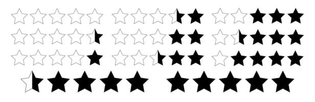 Outline star icon set for quality rating and award. Modern shape symbol for vote, rank, and review illustration. Flat pentagram design for web feedback and evaluation. vector