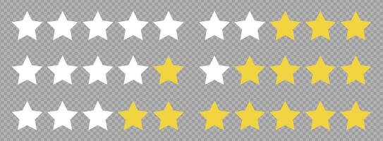 star rating icon with transparent background, featuring a yellow outline and flat design. Top evaluation bar for restaurant, system, or app feedback. vector