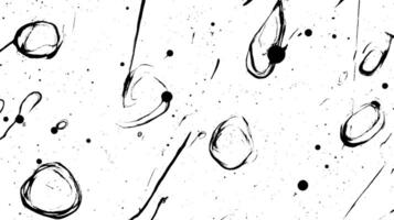An abstract black and white pattern featuring various circular shapes and splatters, creating a dynamic and artistic composition. vector