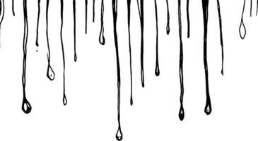 A collection of black dripping lines on a white background, resembling paint or liquid dripping down. vector