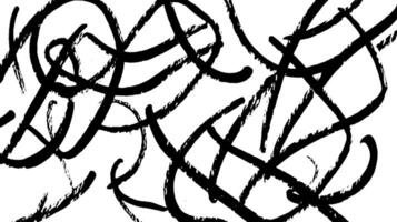 An abstract black and white artwork featuring chaotic, overlapping lines and curves. The design creates a sense of movement and energy, suitable for modern decor or artistic projects. vector