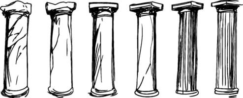 Hand-Drawn Collection of Architectural Columns vector