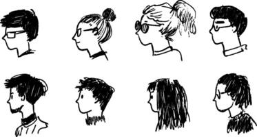 Diverse Profile Sketches of Individuals vector