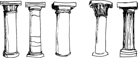 Variety of Architectural Columns in Classical Styles vector