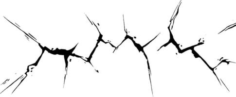 A series of jagged black cracks on a white background, creating a dramatic and artistic effect. The cracks vary in size and shape, resembling fractures in a surface. vector