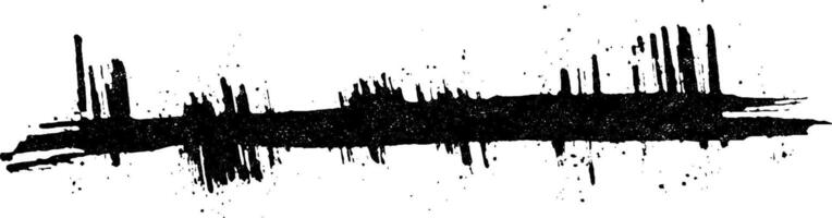 A textured black brush stroke with uneven edges and splatters, creating an artistic and abstract appearance. vector