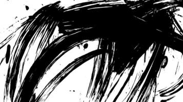 An abstract black and white painting featuring bold, sweeping brush strokes and splatters. The dynamic lines create a sense of movement and energy, suitable for modern art themes. vector