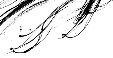An abstract black ink design featuring flowing lines and dots on a white background, creating a sense of movement and fluidity. vector