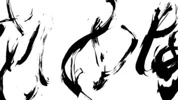 Abstract black ink brush strokes on a white background, creating a dynamic and artistic composition. vector