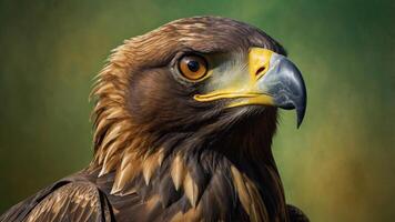 Portrait of a majestic golden eagle with intense gaze and detailed plumage photo