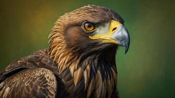Portrait of a Majestic Golden Eagle with Intense Gaze and Detailed Plumage Displaying Wild Beauty photo