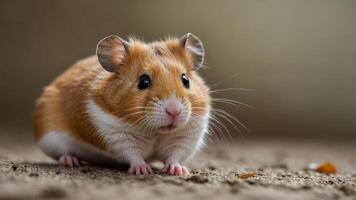Adorable Golden Hamster Portrait, A Close-Up of a Curious Rodent in Natural Light photo