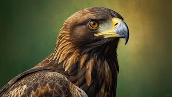 Majestic golden eagle portrait showcasing its striking features and intense gaze photo