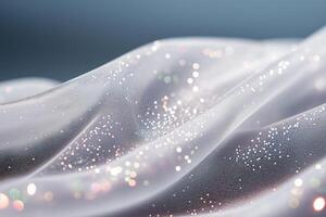 Grey delicate veil with sparkling glitter creates luxurious and elegant background photo
