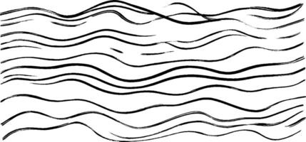 A series of abstract black brush strokes creating wavy lines on a white background, resembling water or flowing movement. vector