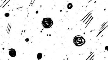 A minimalist black and white abstract pattern featuring various hand-drawn circles and lines on a white background. vector