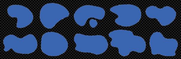 Set of blue pieces of paper on transparent background. Abstract organic edge blobs. torn shapes vector