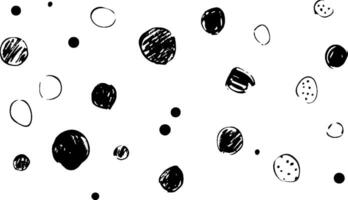A seamless pattern of various hand-drawn black circles and dots on a white background, creating a playful and artistic design. vector