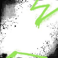 Graffiti spray halftone frame with rough brush strokes and splatter. Abstract retro poster design featuring a black gradient overlay. vector