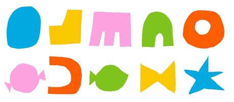 Colorful abstract shapes collage in bright pop art style for creative design vector