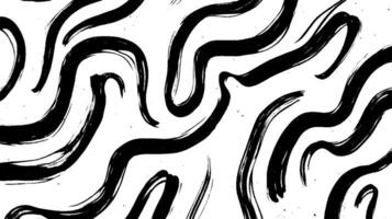 A dynamic abstract pattern featuring bold black brush strokes on a white background, creating a sense of movement and flow. vector