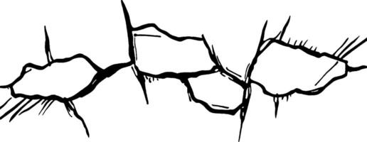 A stylized illustration of cracked surfaces, featuring jagged edges and irregular shapes. The design is bold and simplistic, suitable for backgrounds or graphic elements. vector