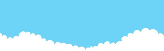 Clouds wide bordering. Painted white clouds on blue background. Simple illustration. vector