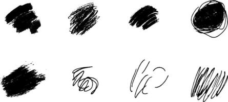 Collection of Black Brush Strokes and Scribbles vector