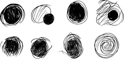 Abstract Black and White Circular Sketches vector