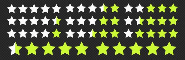 star icon set for rating and quality award. Outline green shape symbol for vote, rank, and review illustration. Modern pentagram design for top evaluation and web feedback. vector