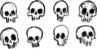 Hand-Drawn Cartoon Skull Illustrations vector
