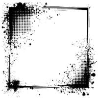ink frame border and halftone dot pattern on a retro background. Comic overlay with grunge splatter. Perfect for pop art posters, vintage flyers, or abstract designs. vector